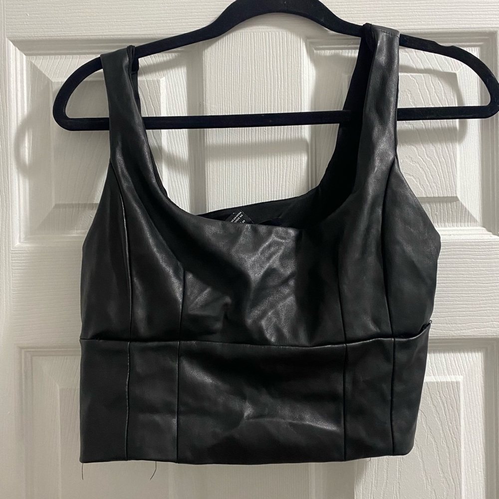 Faux Leather Cropped Top